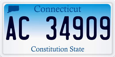 CT license plate AC34909