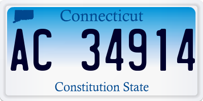 CT license plate AC34914