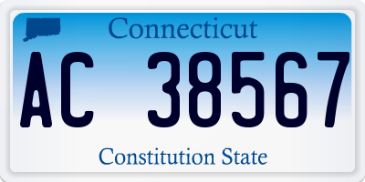 CT license plate AC38567