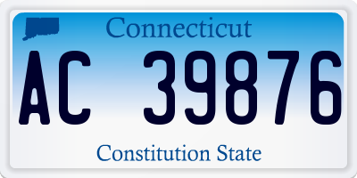 CT license plate AC39876