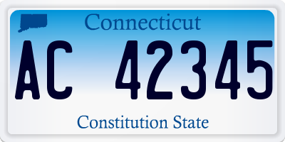 CT license plate AC42345