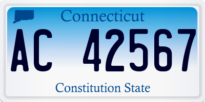 CT license plate AC42567