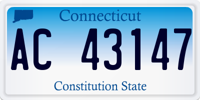 CT license plate AC43147