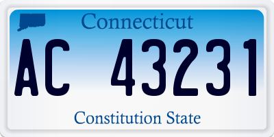 CT license plate AC43231