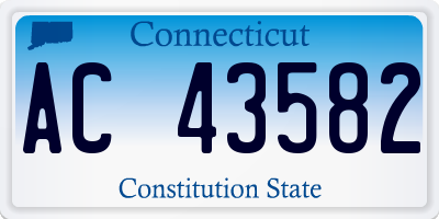 CT license plate AC43582