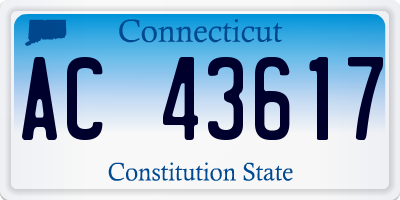 CT license plate AC43617