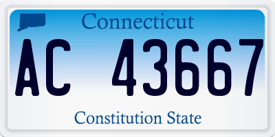 CT license plate AC43667