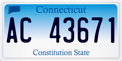 CT license plate AC43671