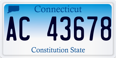 CT license plate AC43678