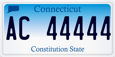 CT license plate AC44444