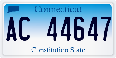 CT license plate AC44647