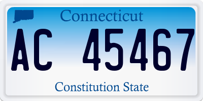 CT license plate AC45467