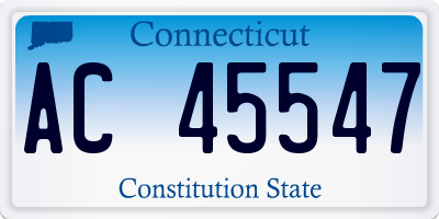 CT license plate AC45547