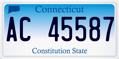 CT license plate AC45587