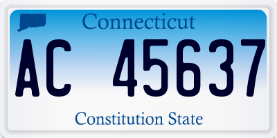 CT license plate AC45637