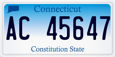 CT license plate AC45647