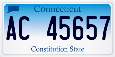 CT license plate AC45657
