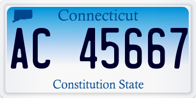 CT license plate AC45667