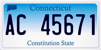 CT license plate AC45671