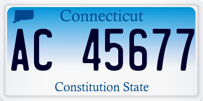 CT license plate AC45677