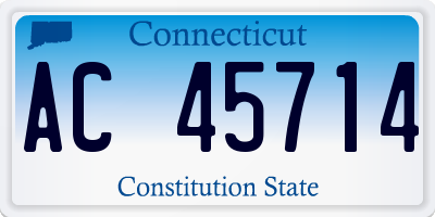 CT license plate AC45714