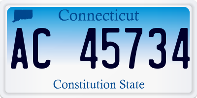 CT license plate AC45734