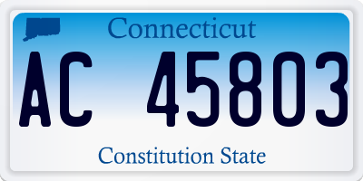 CT license plate AC45803