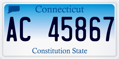CT license plate AC45867