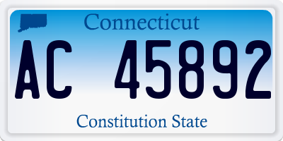 CT license plate AC45892