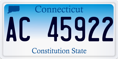 CT license plate AC45922