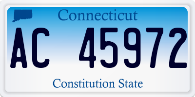 CT license plate AC45972
