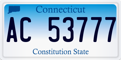 CT license plate AC53777