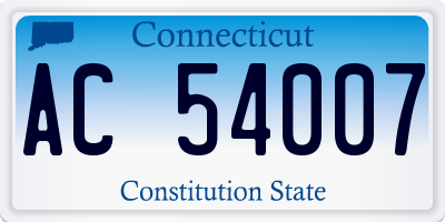 CT license plate AC54007