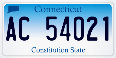 CT license plate AC54021