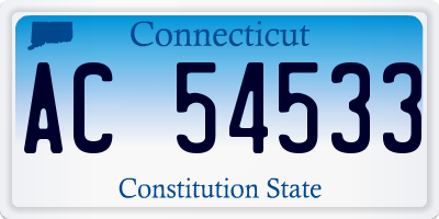 CT license plate AC54533