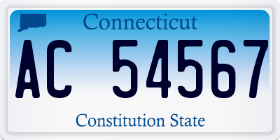CT license plate AC54567