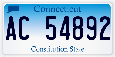 CT license plate AC54892
