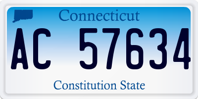 CT license plate AC57634