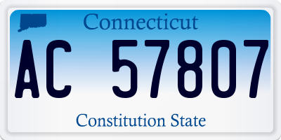 CT license plate AC57807