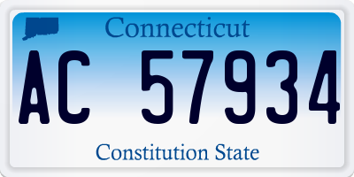 CT license plate AC57934