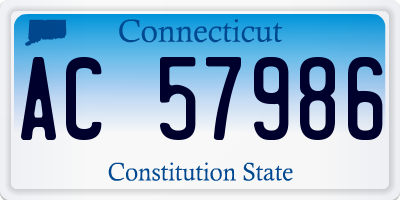 CT license plate AC57986