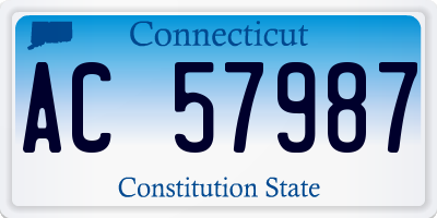 CT license plate AC57987