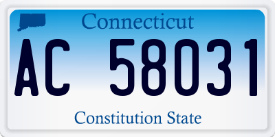 CT license plate AC58031