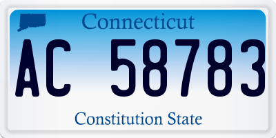 CT license plate AC58783