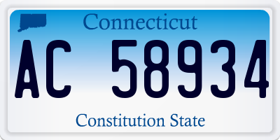 CT license plate AC58934