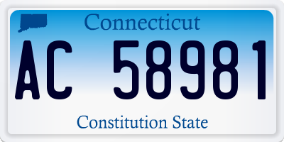 CT license plate AC58981