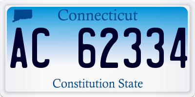 CT license plate AC62334