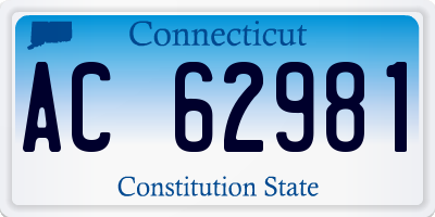 CT license plate AC62981
