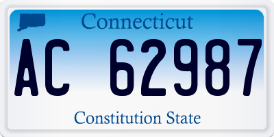 CT license plate AC62987