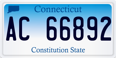 CT license plate AC66892